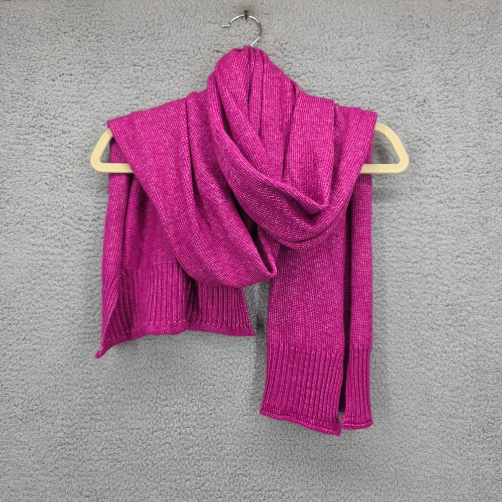Renuar Womens Magenta Pink Ribbed Knit Oversized Long Scarf OS